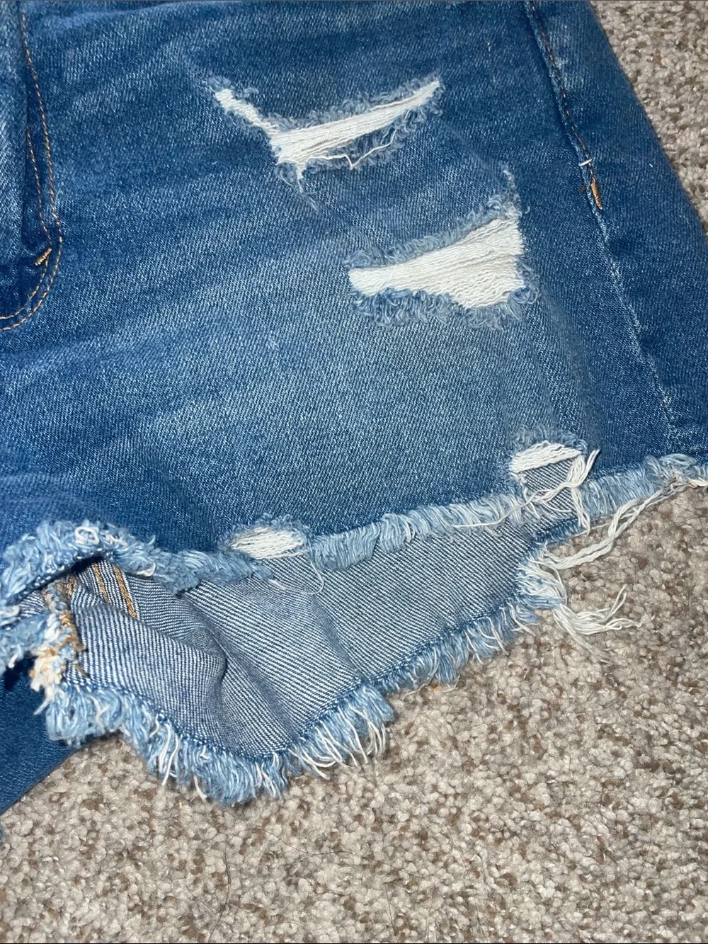 Abercrombie & Fitch Ripped Dark Blue Denim Cutoff Shorts